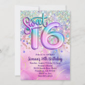 Invitation Rainbow Sparkle Parties scintillant Sweet 16 Anniv (Devant)