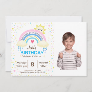 Invitation Rainbow Sprinkle Anniversaire de enfant Party