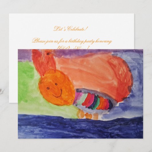 Invitation Rainbow Squirrel Kids Birthday Party (Devant / Derrière)