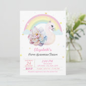 Invitation Rainbow Stars Swan Flower Anniversaire (Debout devant)