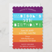 Invitation Rainbow Stripes Amusant Bright Anniversaire Fête N (Devant)