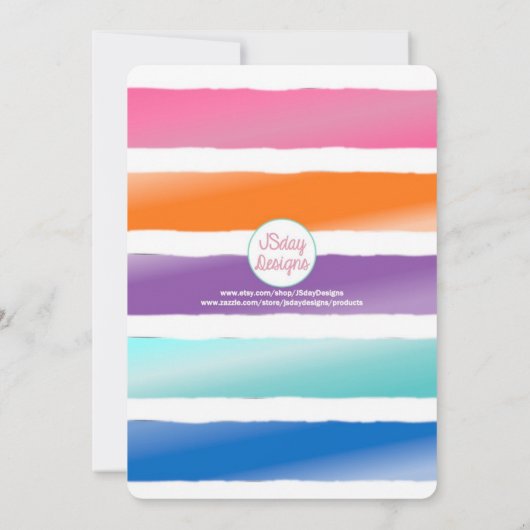 Invitation Rainbow Stripes Câteau d'anniversaire (Dos)