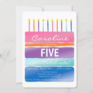 Invitation Rainbow Stripes Câteau d'anniversaire