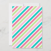 Invitation Rainbow Stripes rose bleu vert et blanc (Dos)