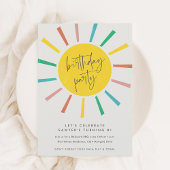 Invitation Rainbow Sun Script Anniversaire de enfant Party