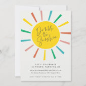Invitation Rainbow Sun Script Twins fête d'anniversaire (Devant)