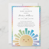 Invitation Rainbow Sunshine Genre Baby shower neutre (Devant)