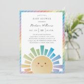 Invitation Rainbow Sunshine Genre Baby shower neutre (Debout devant)