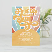 Invitation Rainbow Sunshine Premier anniversaire Boho Girl (Debout devant)