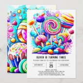 Invitation Rainbow Sweet Chocolate Anniversaire (Devant / Derrière)