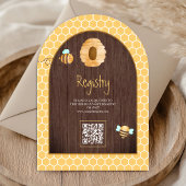 Invitation Rainbow Sweet Little Bee Arch Baby shower en bois