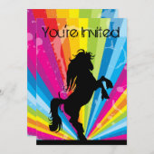Invitation Rainbow Techno Silhouette Horse Anniversaire Invit (Devant / Derrière)