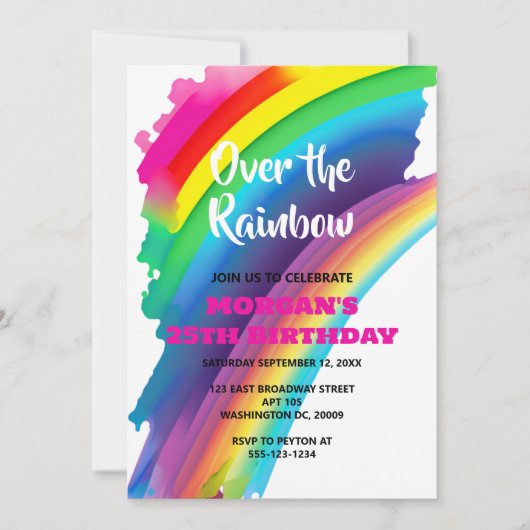 Invitation Rainbow Thème Anniversaire (Devant)