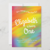 Invitation Rainbow Tie Dye 1er anniversaire pour les enfants (Devant)