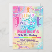 Invitation Rainbow Trampoline Park Girls Jump Anniversaire (Devant)