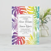 Invitation Rainbow tropicale feuille motif gay lesbienne mari (Debout devant)