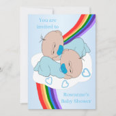 Invitation Rainbow Twin Baby Boys Baby Shower (Devant)