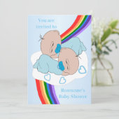 Invitation Rainbow Twin Baby Boys Baby Shower (Debout devant)