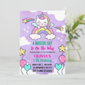 Invitation Rainbow Unicorn 1 st Birthday Party Girl (Debout devant)