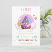 Invitation Rainbow Unicorn 4e anniversaire fête Cupcake (Debout devant)