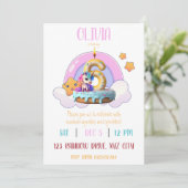 Invitation Rainbow Unicorn 6e fête d'anniversaire Cupcake (Debout devant)