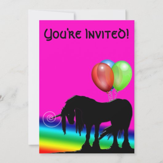 Invitation Rainbow Unicorn Anniversaire (Devant)