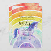 Invitation Rainbow Unicorn Anniversaire (Devant / Derrière)