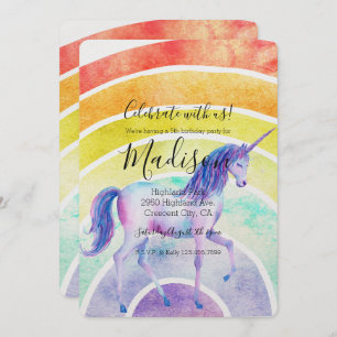 Invitation Rainbow Unicorn Anniversaire