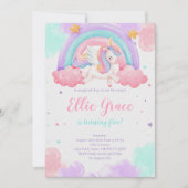 Invitation Rainbow Unicorn Anniversaire Magique Unicorn (Devant)