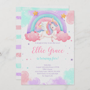 Invitation Rainbow Unicorn Anniversaire Magique Unicorn