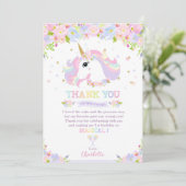 Invitation Rainbow Unicorn Anniversaire Merci joli Floral (Debout devant)