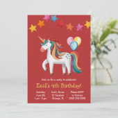 Invitation Rainbow Unicorn, Ballons & Bannière Anniversaire (Debout devant)