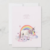 Invitation Rainbow Unicorn Boho Arch Fille de fête d'annivers (Dos)