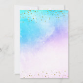 Invitation Rainbow Unicorn Coeur rose 1er anniversaire (Dos)