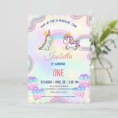 Invitation Rainbow Unicorn & Dinosaur Friends Anniversaire Pa (Debout devant)