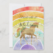 Invitation Rainbow Unicorn Dream Gold Confetti Anniversaire (Devant)