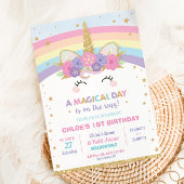 Invitation Rainbow Unicorn Fille de fête d'anniversaire