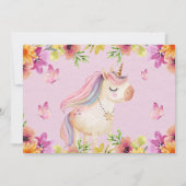 Invitation Rainbow Unicorn Filles d'anniversaire (Dos)