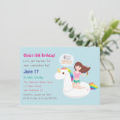 Invitation Rainbow Unicorn Flotte été fête d'anniversaire (Debout devant)