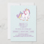 Invitation Rainbow Unicorn Girls Birthday Party (Devant)