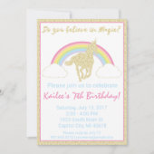 Invitation Rainbow Unicorn Parties scintillant Anniversaire F (Devant)