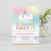 Invitation Rainbow Unicorn Slumber Birthday Party Sleepover (Debout devant)