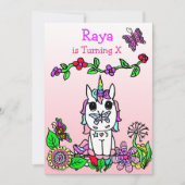 Invitation Rainbow Unicorn Whimsical Anniversaire (Devant)