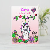 Invitation Rainbow Unicorn Whimsical Anniversaire (Debout devant)