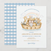 Invitation Rainbow Watercolor Animals Noah Ark (Devant / Derrière)