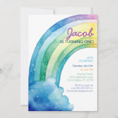 Invitation Rainbow Watercolor Boys fête d'anniversaire (Devant)
