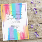 Invitation Rainbow Watercolor Paint Strots LGBTQ Mariage