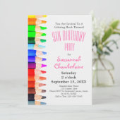 Invitation Rainbow Watercolor Pencils Anniversaire de enfant  (Debout devant)