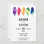 Invitation Rainbow Watercolor Popsicles Crème de glace Annive (Devant)