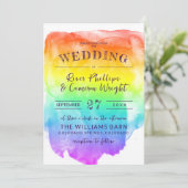 Invitation Rainbow Watercolor Wash Mariage LGBTQ (Debout devant)